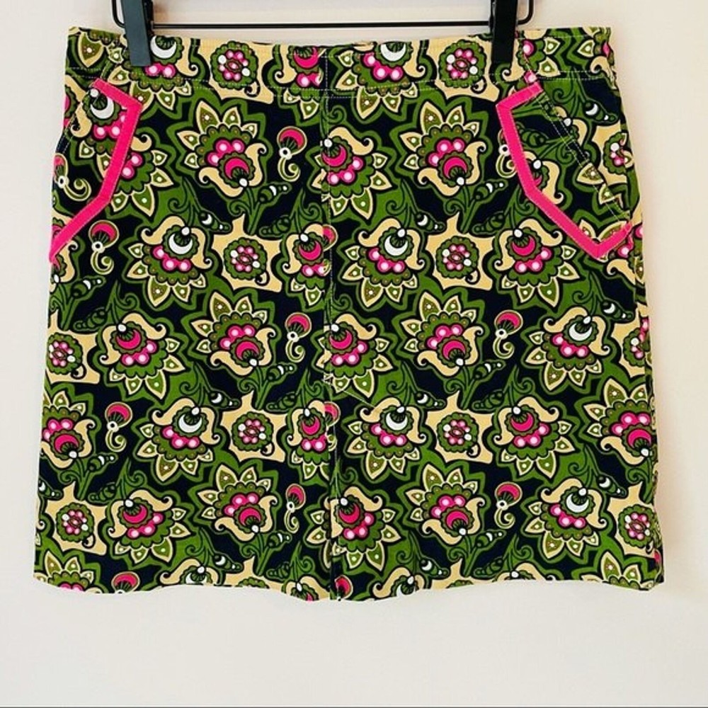 Lilly Pulitzer Corduroy Paisley Skirt green pink size 8 medium